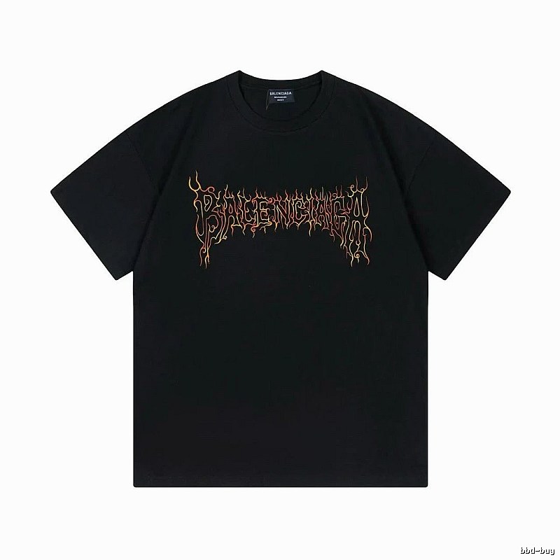 Balenciaga Flame Gothic Style Black T-shirt