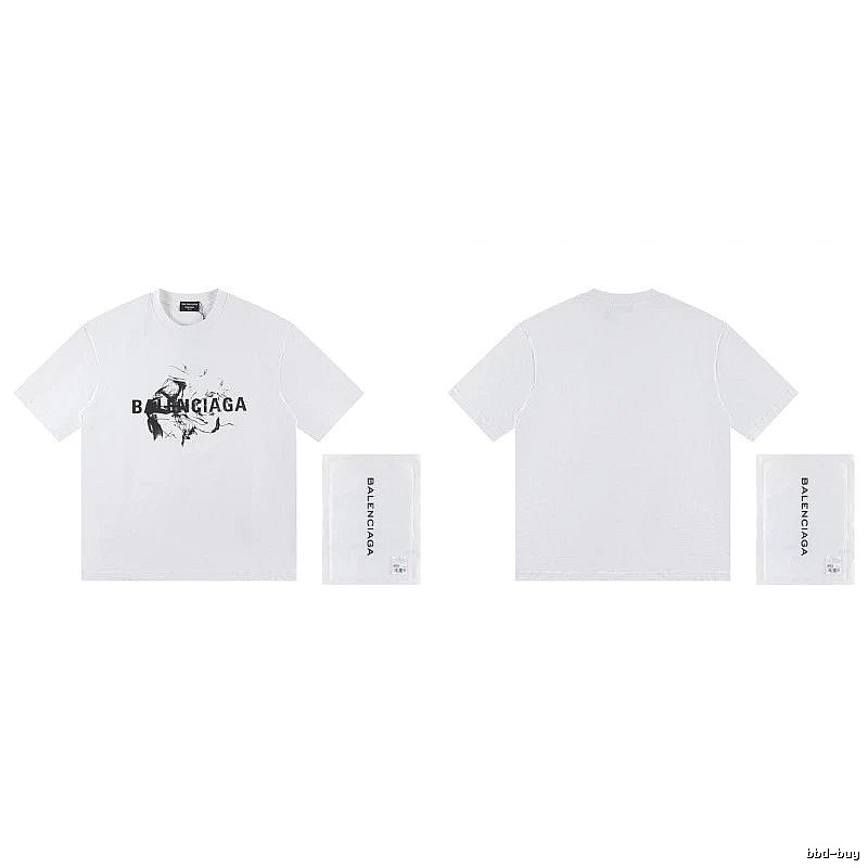 Balenciaga Graffiti Print Street Style White T-Shirt