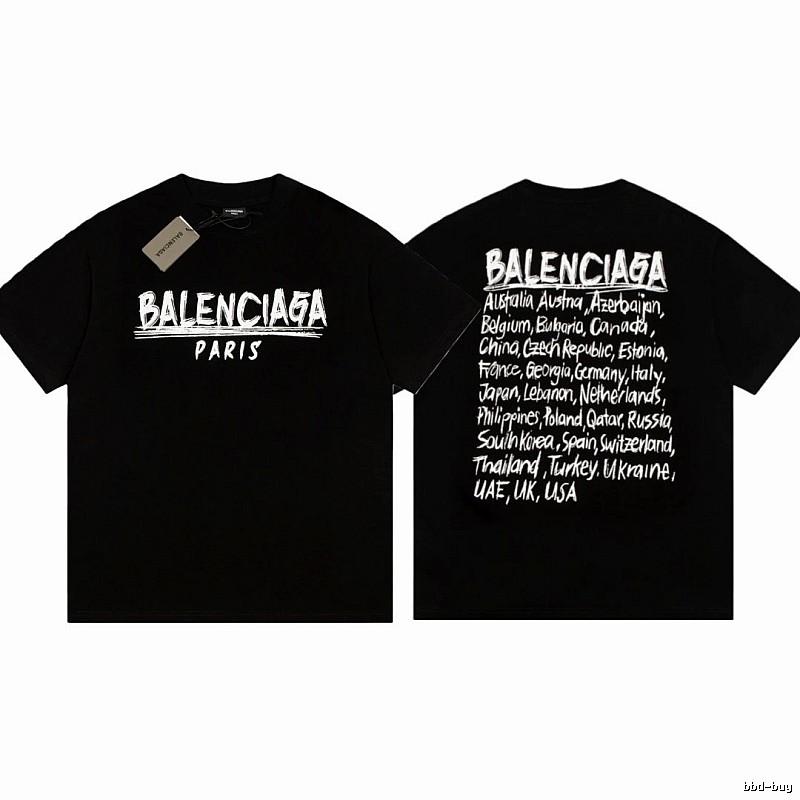 Balenciaga Graffiti Street Style Black Short Sleeve T-shirt