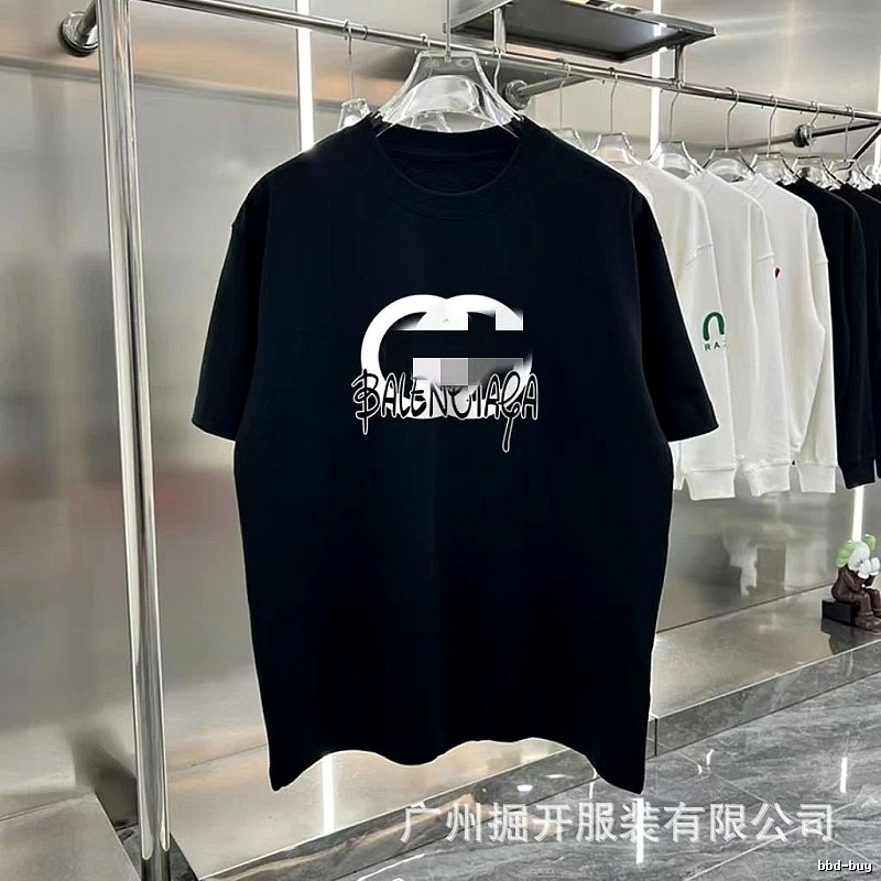 Balenciaga Graffiti Street Style Black Short-sleeve T-shirt