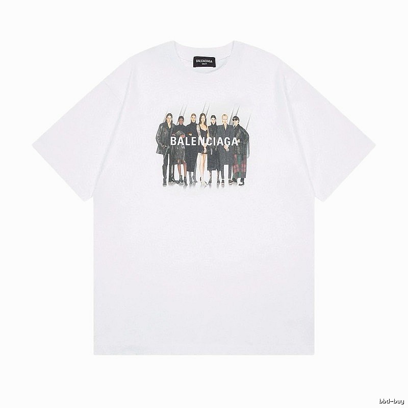 Balenciaga Trendy and Cool Style Portrait Print White T-shirt
