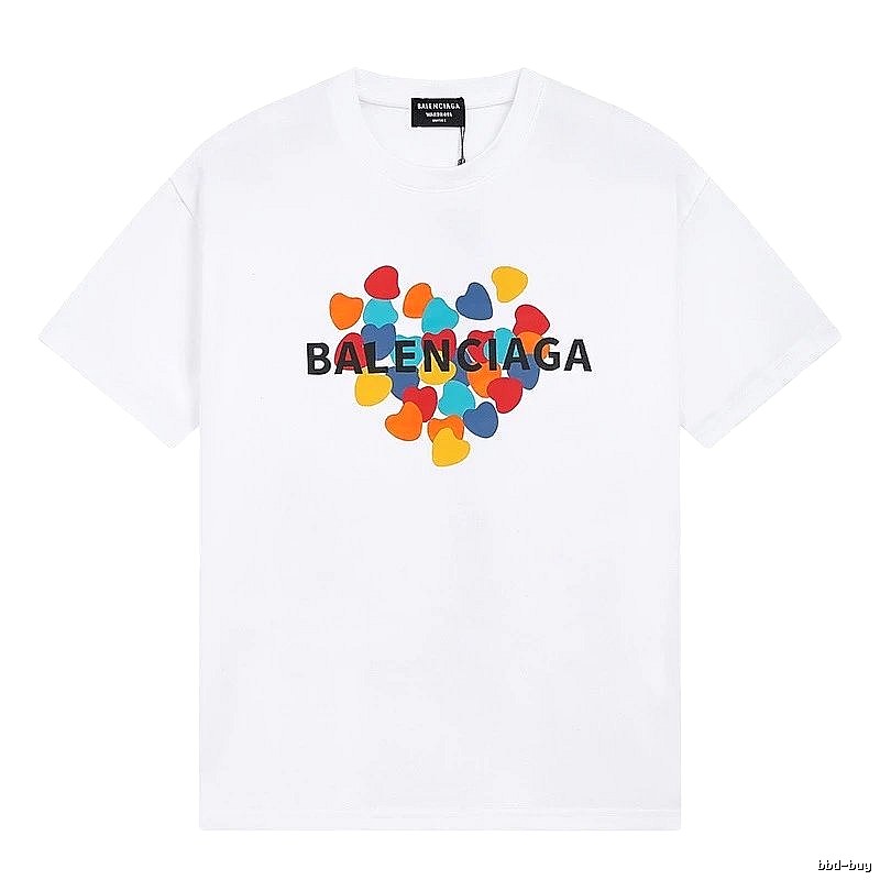 Balenciaga White T-shirt with Heart Print