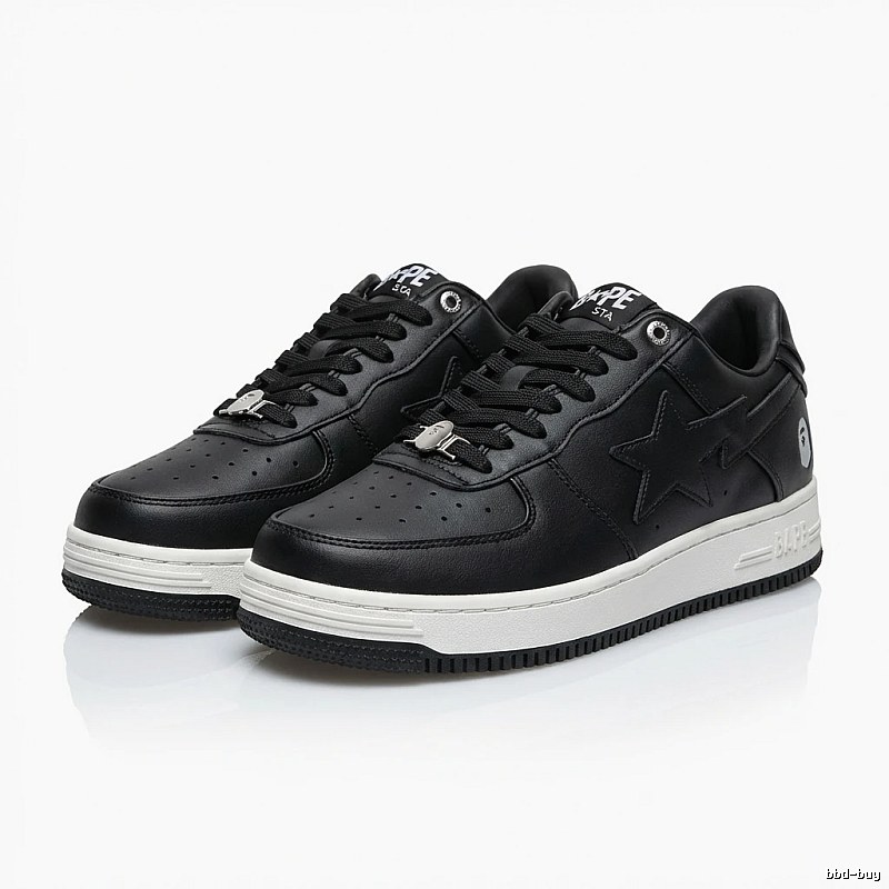 Bape black and white trendy sneakers.