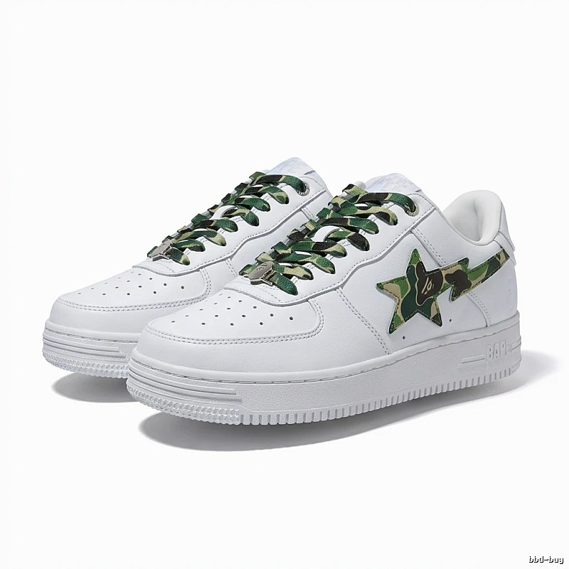 Bape camouflage-style white canvas shoes