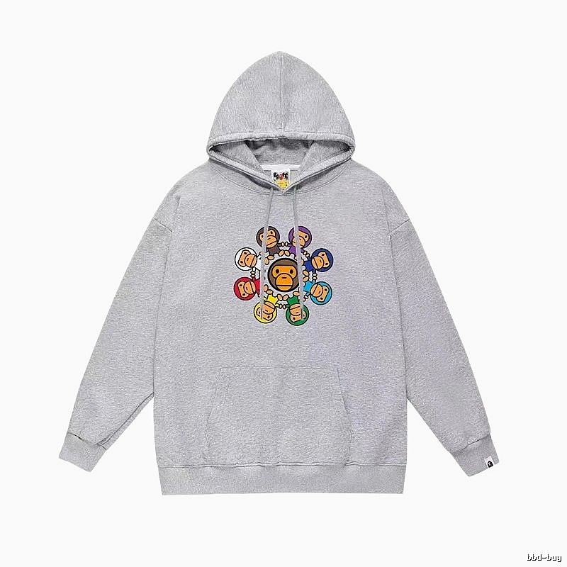 Bape Cartoon Print Grey Hoodie