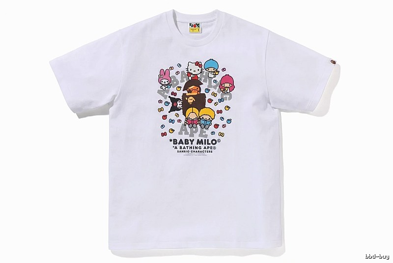 Bape cartoon - printed white T - shirt
