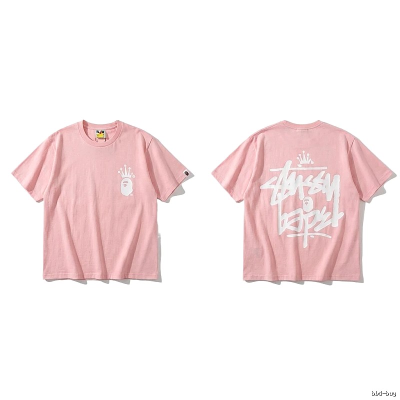 Bape Crown Trendy Pink Short Sleeve