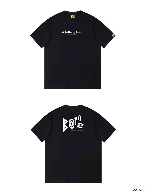 Bape letter - printed short - sleeved black T - shirt