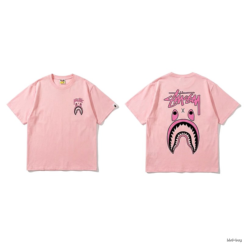 Bape Shark Pink Streetwear Short-sleeve Shirt