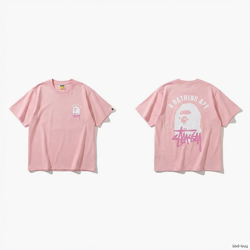 Bape trendy brand pink T-shirt