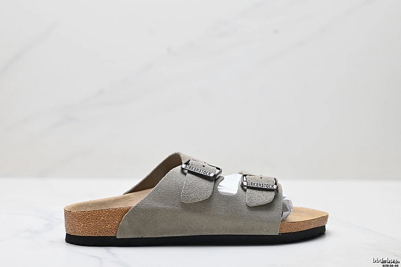 Birkenstock Classic Double-Buckle Casual Style Grey Slide Sandals
