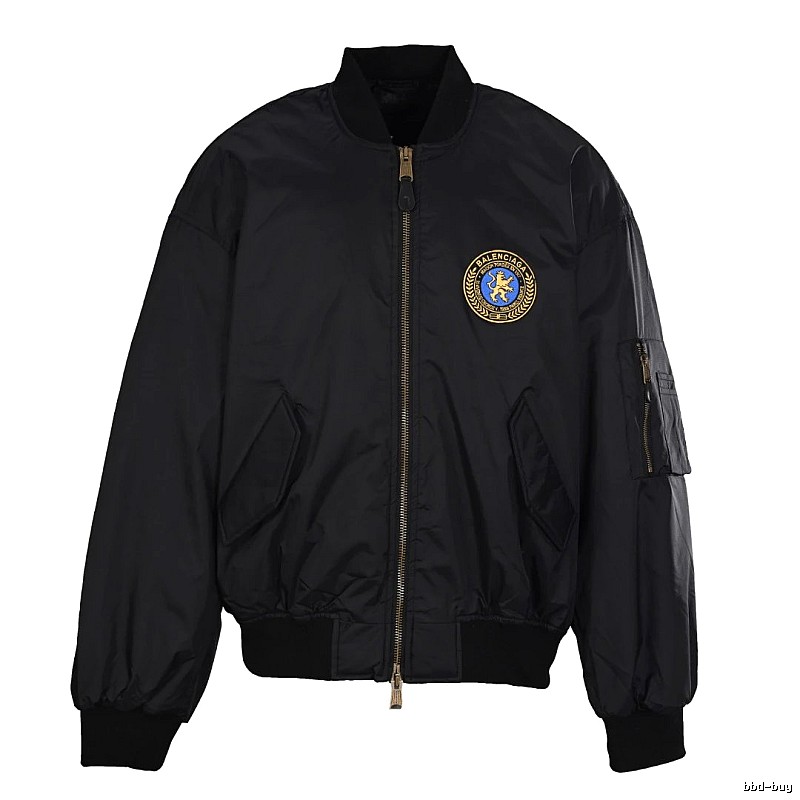 Black C.P. Badge Bomber Jacket for travel