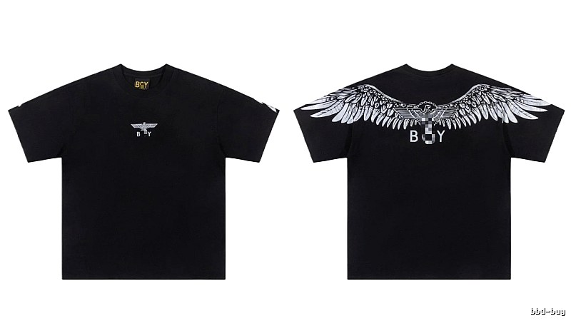 BOY Wing Print Street Style Black Short-sleeve T-shirt