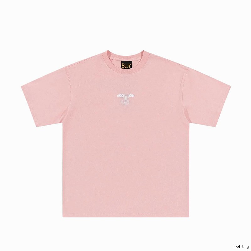BOY Wing Print Street-style Pink Short Sleeve T-Shirt