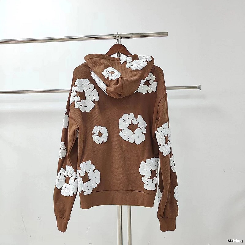 Brown White Floral Hoodie Weekend Style