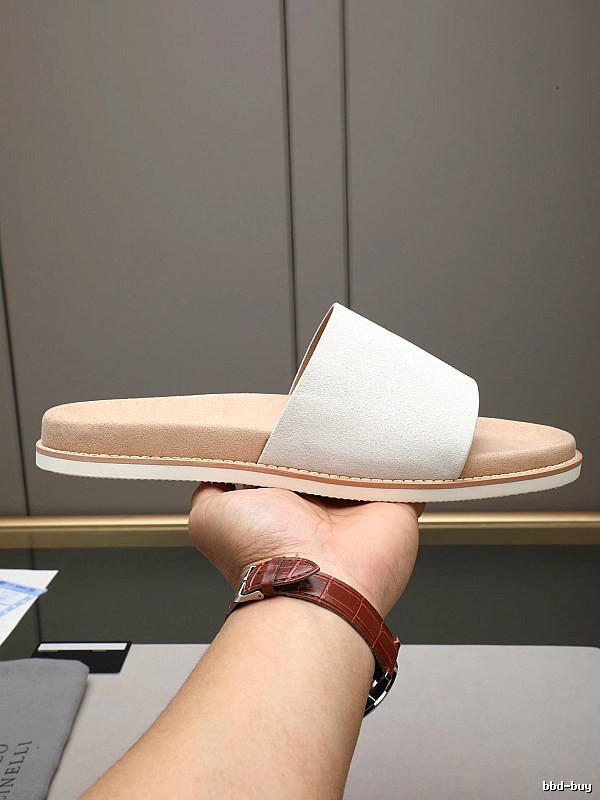Brunello Cucinelli Minimalist Casual Off-White Slide Sandals