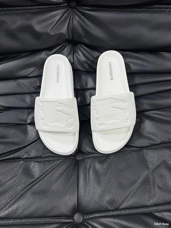 Burberry Embossed Equestrian Knight Minimalist White Slides