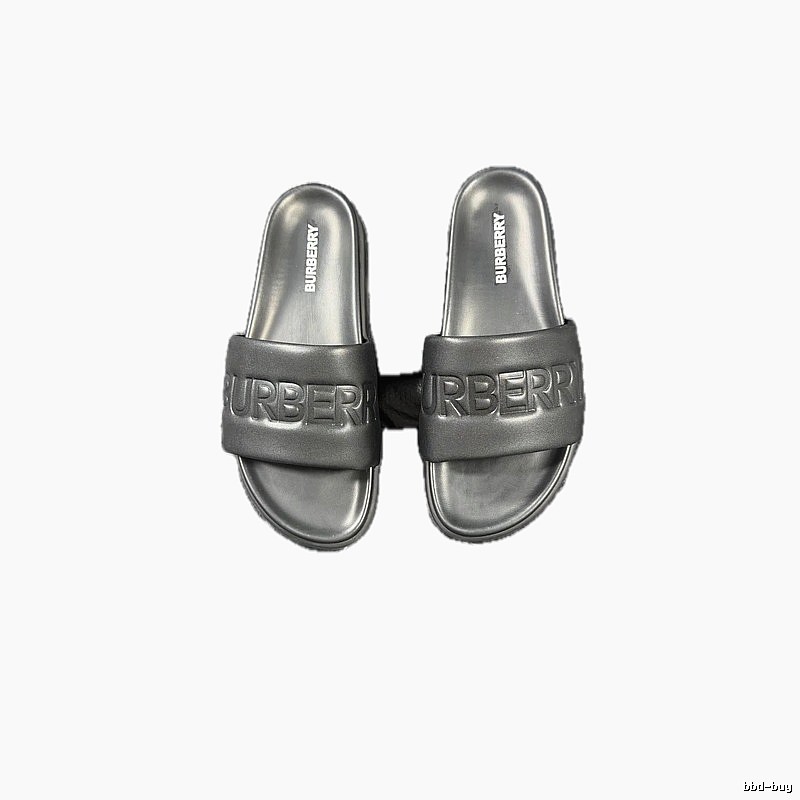 Burberry Embossed Minimalist Style Black Slide Sandals