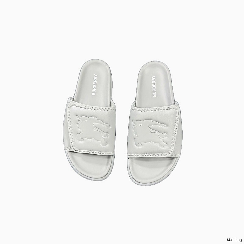 Burberry Equestrian Knight Collection Minimalist Style Light Grey Slide Sandals