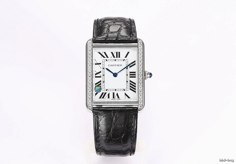 Cartier Tank-Style Dress Watch Travel Edit in Silver And Black