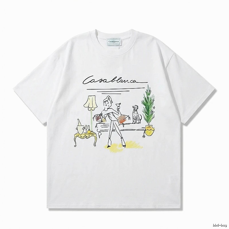 Casablanca Hand-painted Style White T-shirt
