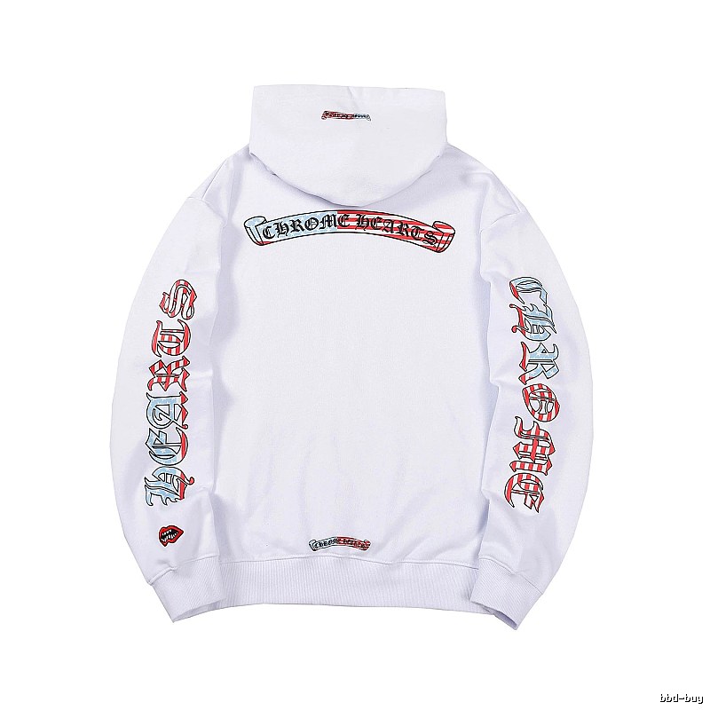 Chrome Hearts 2088-78 White Cross Graphic Hoodie Logo Detail