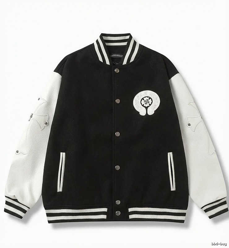Chrome Hearts Baseball Style Black and White Jacket