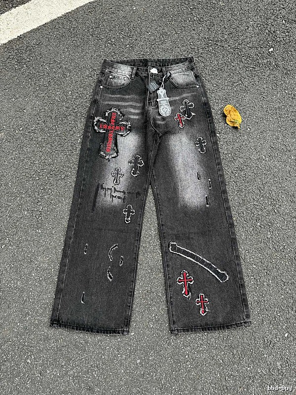 Chrome Hearts Black Wash Weekend Cross Graphic Jeans