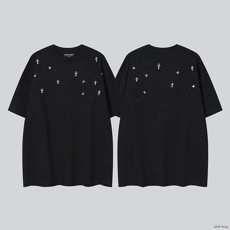 Chrome Hearts Cross Embroidered Street Style Black Short-sleeve T-shirt