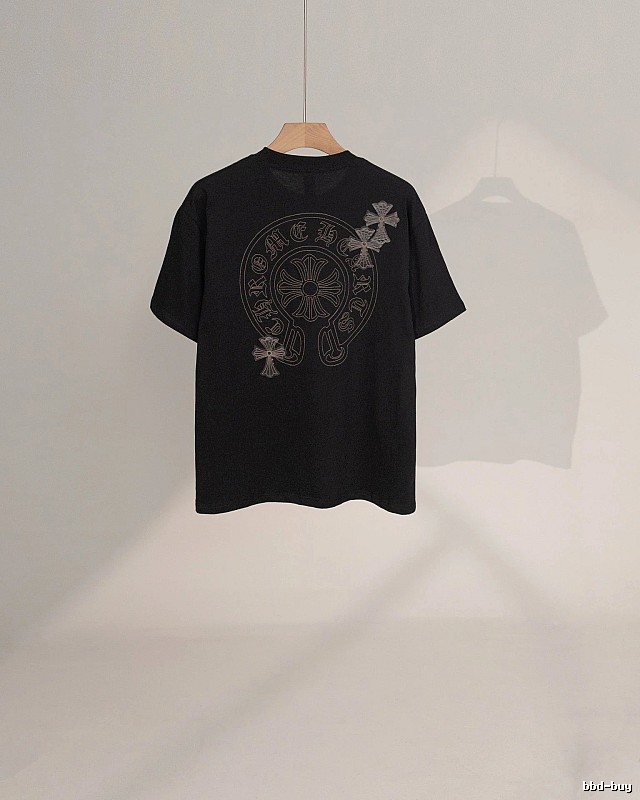 Chrome Hearts Cross Embroidered Street Style Black Short-Sleeve T-Shirt