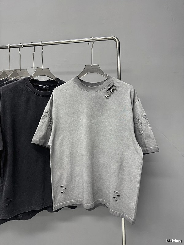 Chrome Hearts Cross Embroidered Street Style Gray Short-sleeve T-shirt