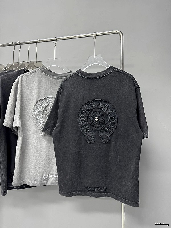 Chrome Hearts Cross-Embroidered Vintage Style Black T-Shirt
