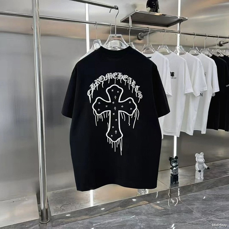 Chrome Hearts Cross Embroidery Street Style Black T-Shirt