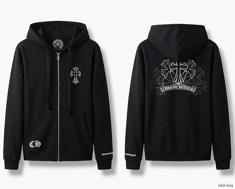 Chrome Hearts Cross Print Style Black Sweatshirt