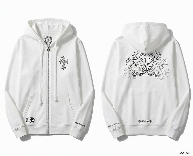 Chrome Hearts Cross Trendy and Cool Style White Sweatshirt
