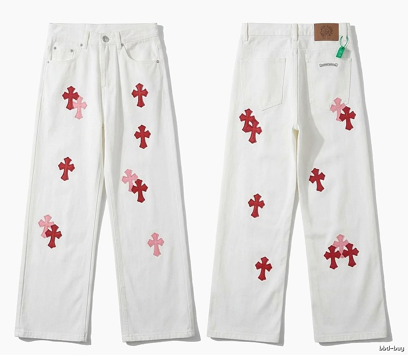 Chrome Hearts Cross Trendy and Cool White Jeans