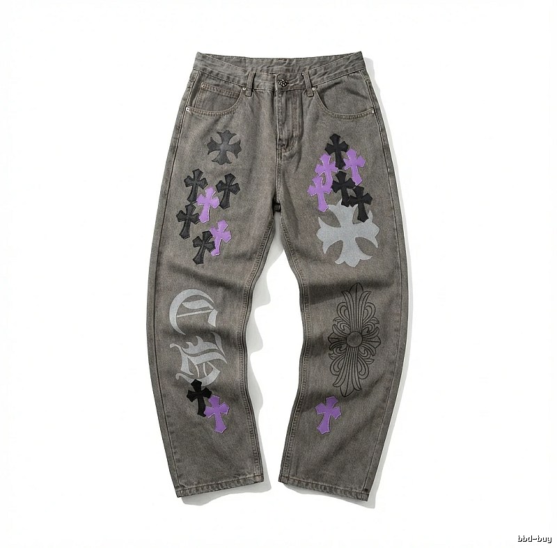 Chrome Hearts Cross Vintage Style Grey Pants