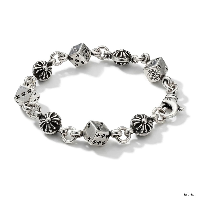 Chrome Hearts Dice Retro Style Silver Bracelet