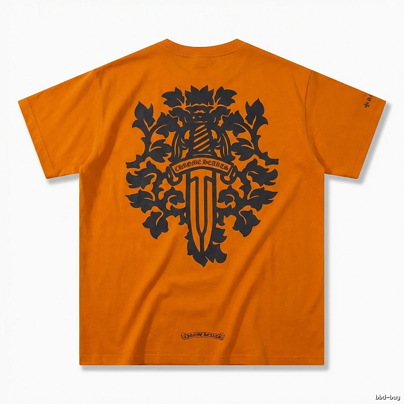 Chrome Hearts Gothic Style Orange T-shirt