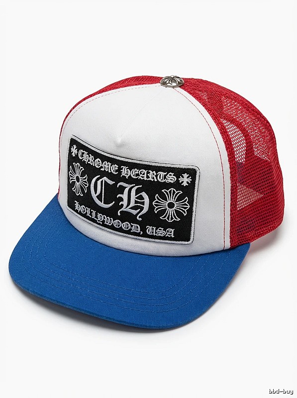 Chrome Hearts red, white and blue trendy brand hat