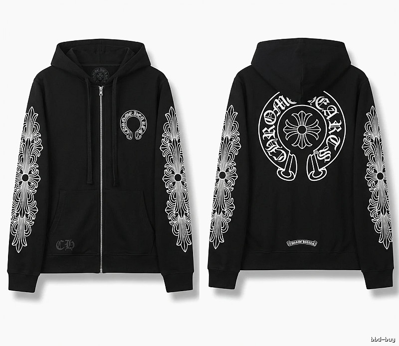Chrome Hearts retro-style black hoodie