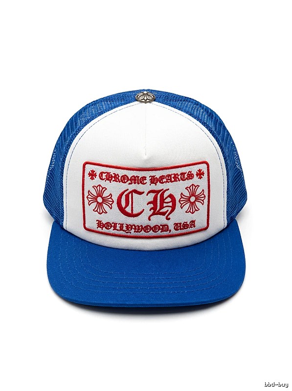 Chrome Hearts Retro Style Blue and White Hat