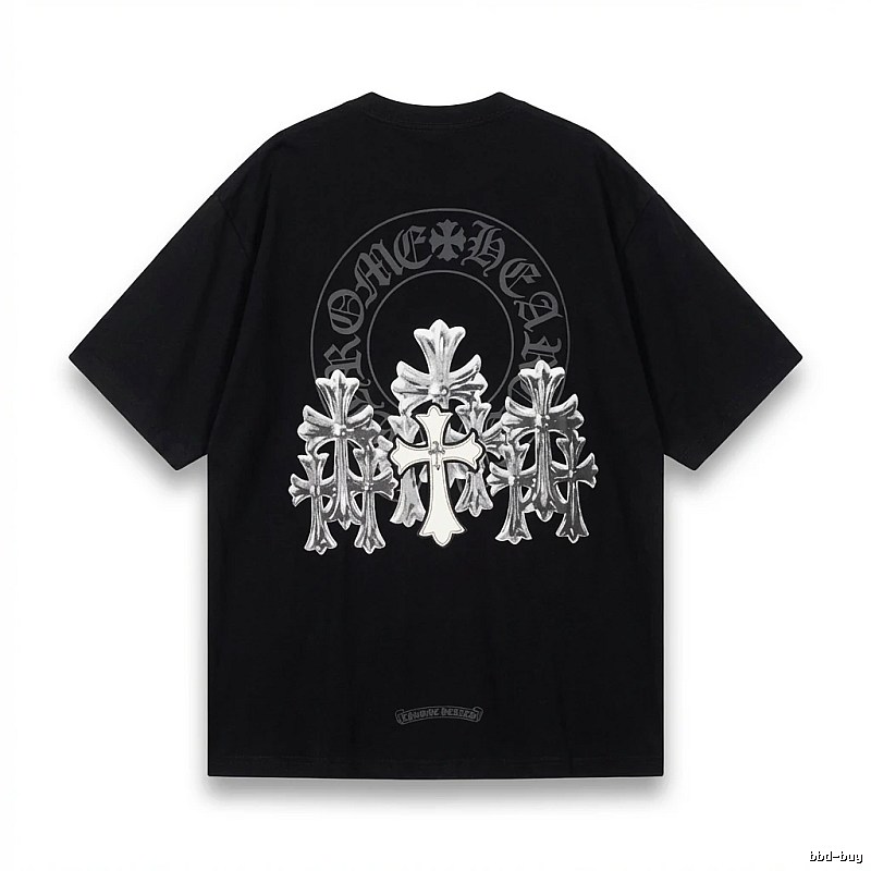Chrome Hearts Silver Cross Black T - Shirt