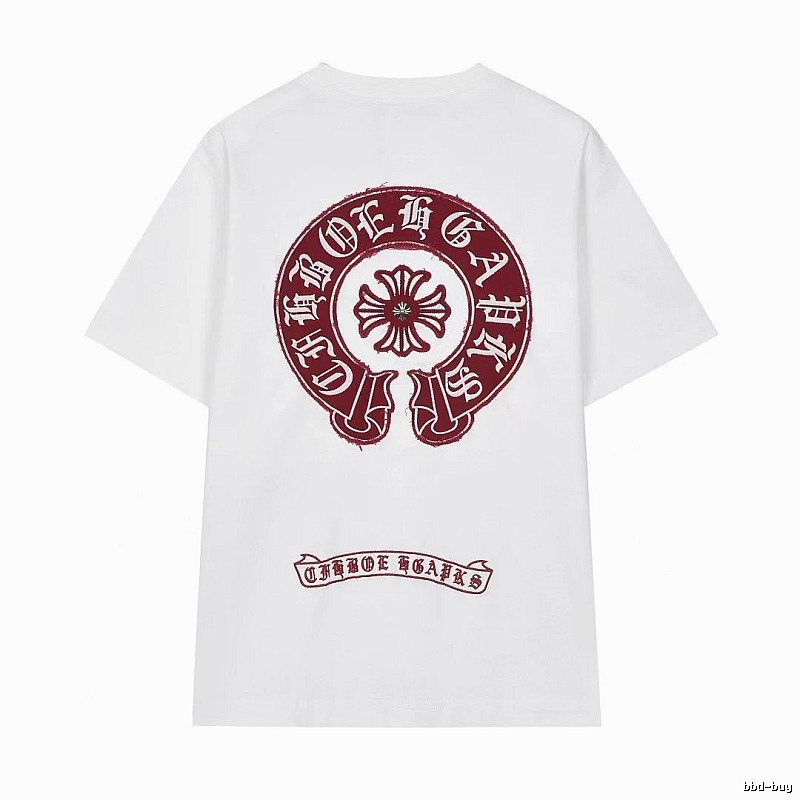 Chrome Hearts Vintage Style White T-shirt with Horseshoe Embroidery