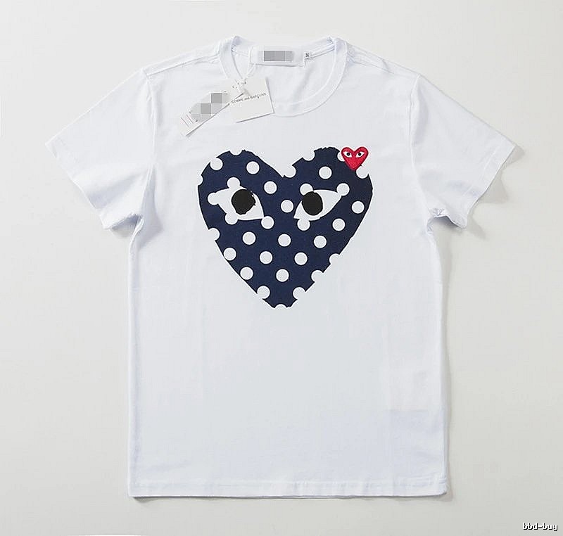 Comme des Garcons PLAY 2021-17 Blue Style 2117 Heart Logo T-Shirt Weekend Wear