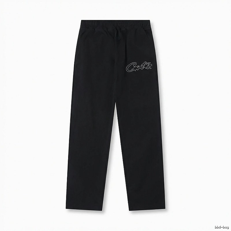 Corteiz minimalist style black long trousers