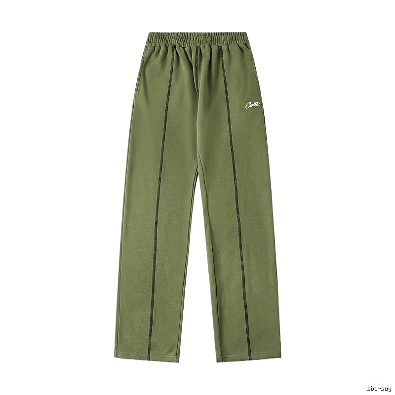 Corteiz minimalist style olive green long trousers