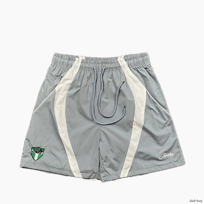 Corteiz Shield Logo Street Style Light Gray Athletic Shorts