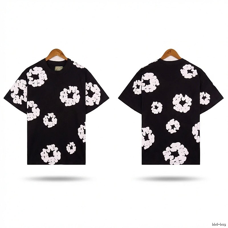 DENIM TEARS Black and White Retro Short-sleeve Shirt