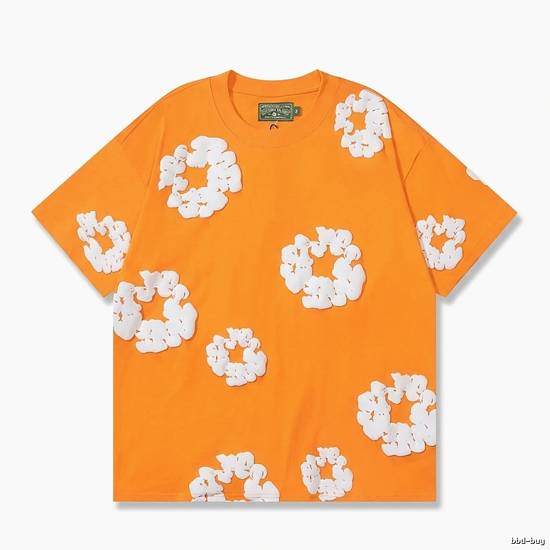 DENIM TEARS Floral Style Orange T-shirt